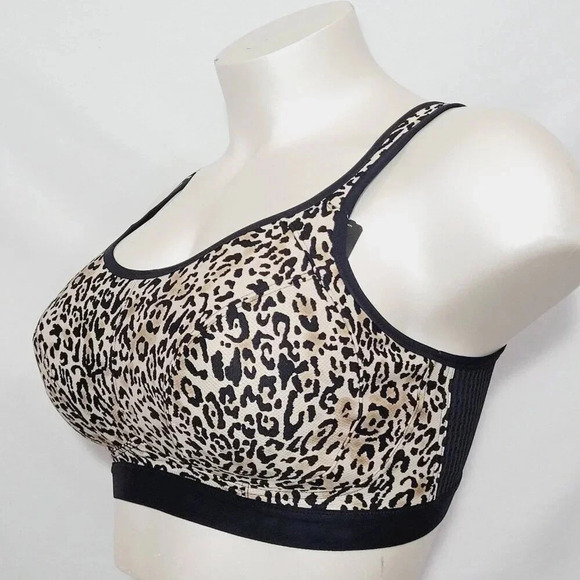 44H Felina 215152 Unity Unlined Wire Free Sports Bra Leopard Print NWT - Picture 3 of 8